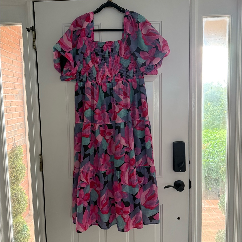 THML Floral Pink and Blue Women's Dress